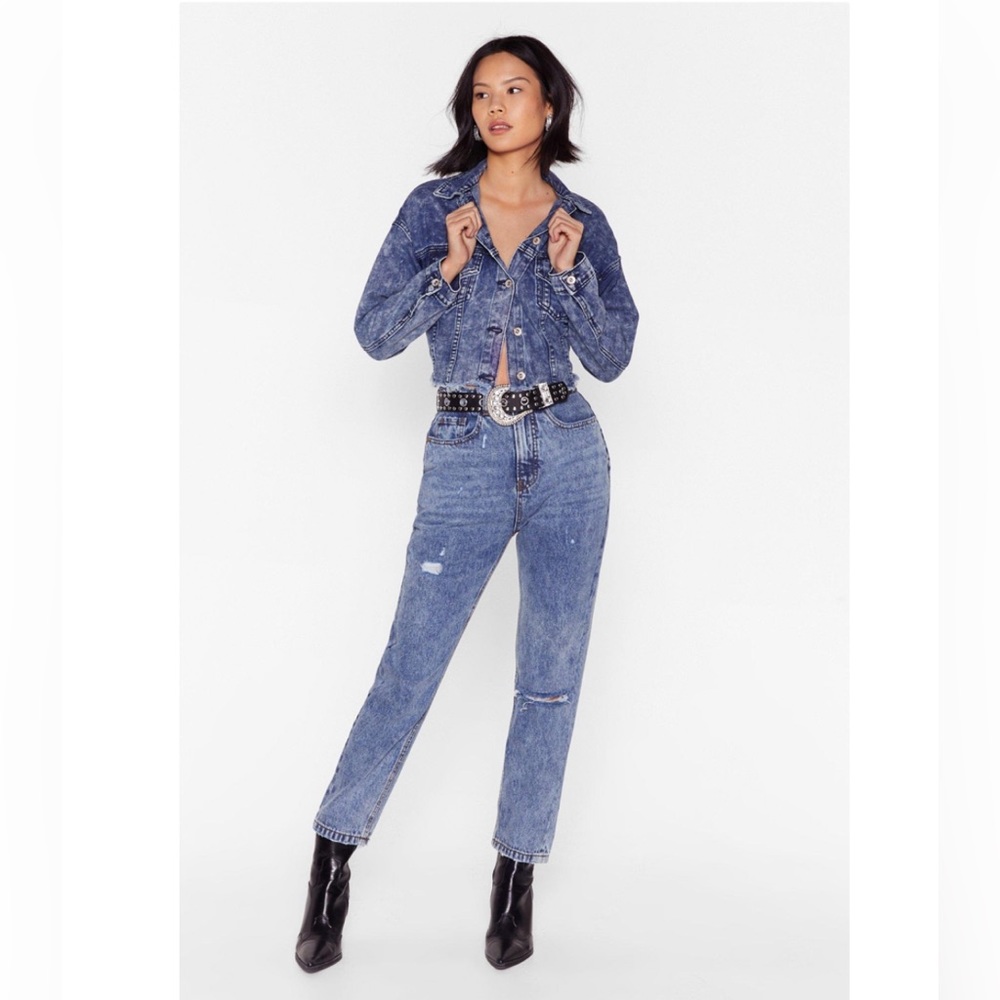 Nasty Gal distressed mom jeans